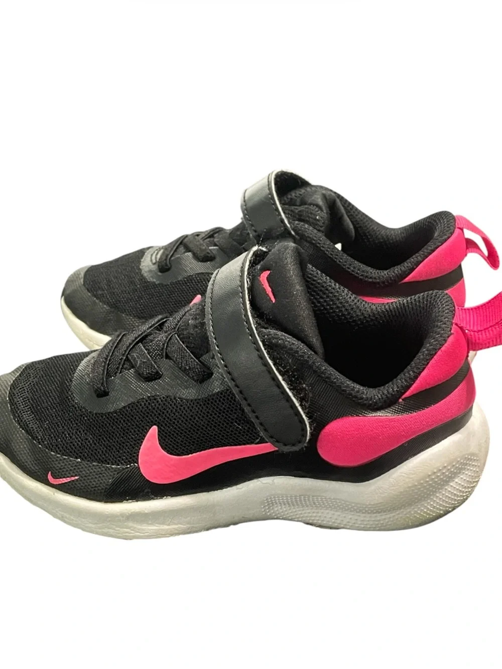 Nike Kids Black Sneakers with Pink Accents